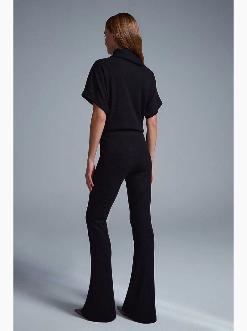 Pantalón de punto acampanado de tiro alto dilvin Negro - Kiabi