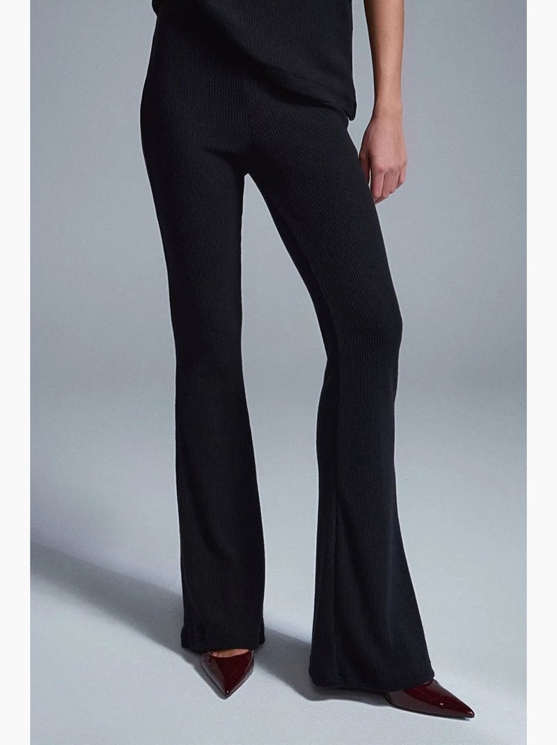 Pantalón de punto acampanado de tiro alto dilvin Negro - Kiabi