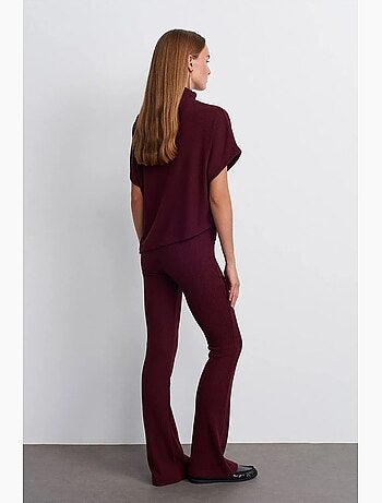 Pantalón de punto acampanado de tiro alto dilvin