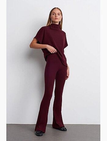Pantalón de punto acampanado de tiro alto dilvin