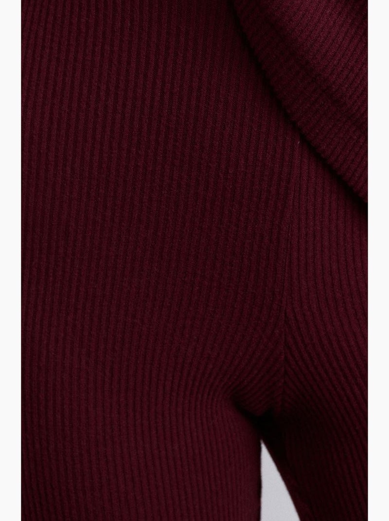 Pantalón de punto acampanado de tiro alto dilvin Rojo burdeos - Kiabi
