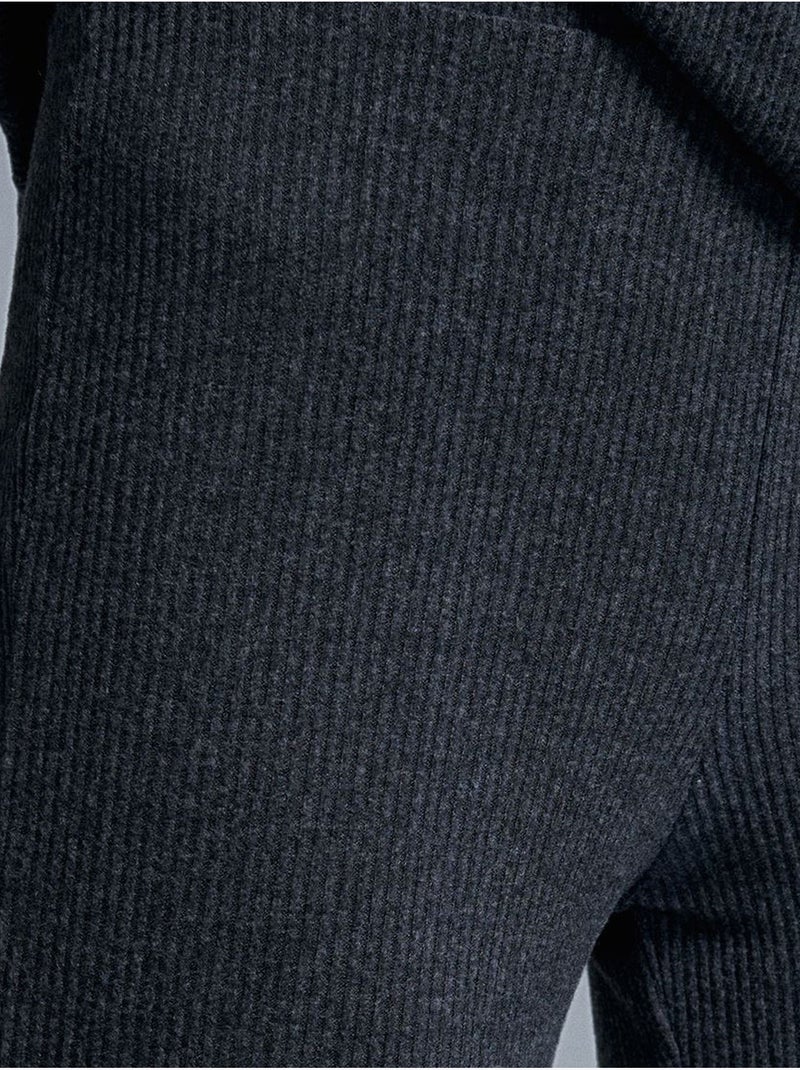 Pantalón de punto acampanado de tiro alto Gris antracita - Kiabi