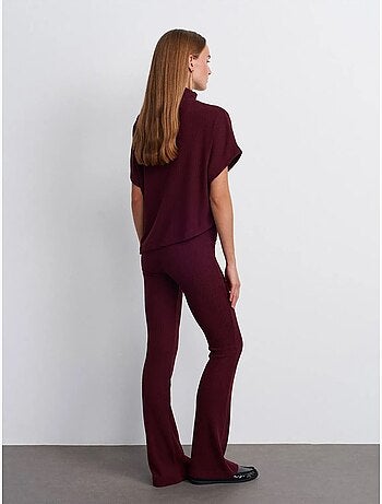 Pantalón de punto acampanado de tiro alto