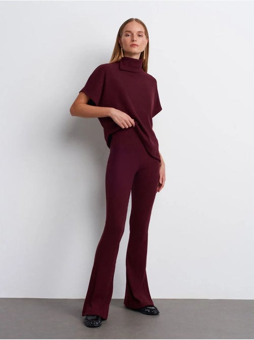 Pantalón de punto acampanado de tiro alto - Kiabi Pantalón de punto acampanado de tiro alto - Kiabi