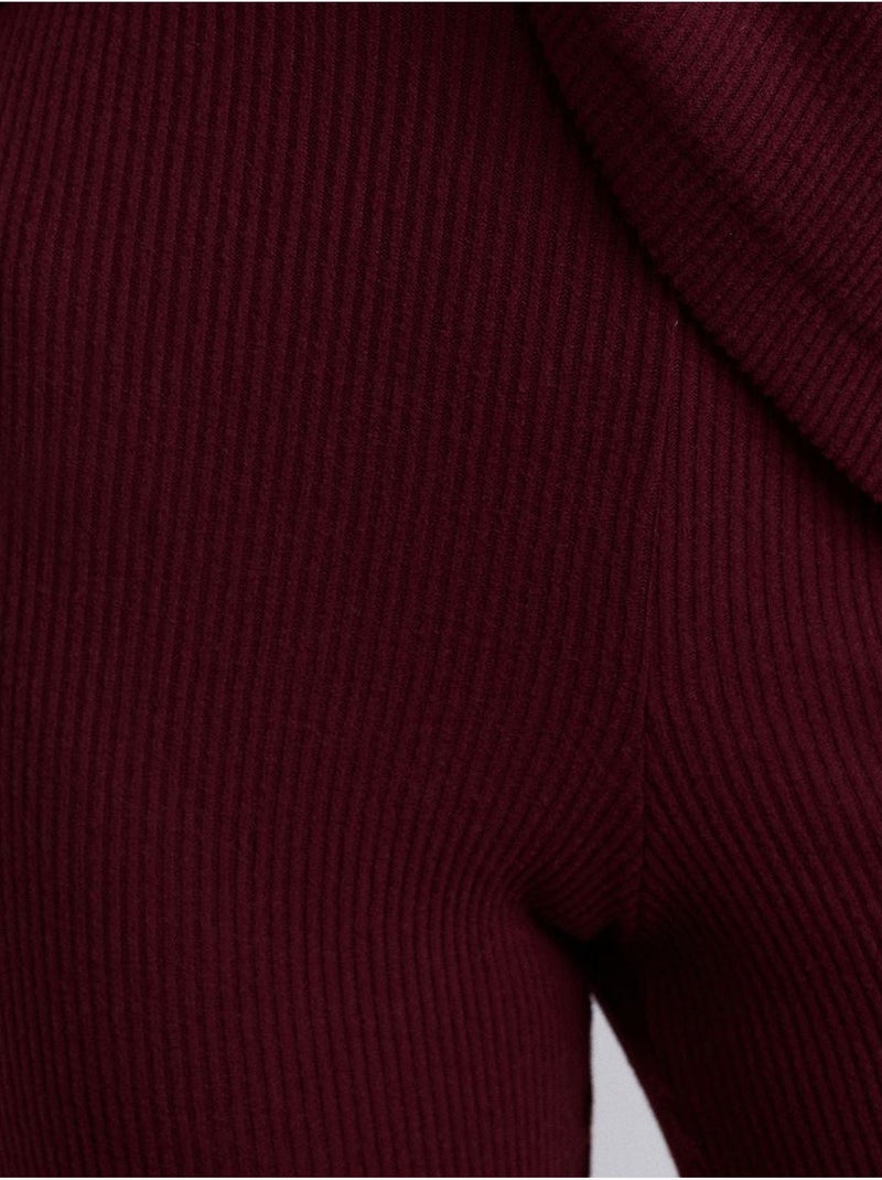 Pantalón de punto acampanado de tiro alto Rojo burdeos - Kiabi