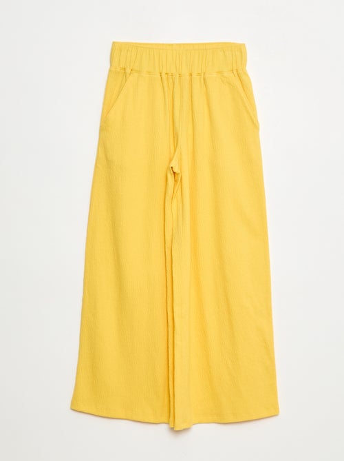 Pantalón de punto arrugado de algodón - Kiabi