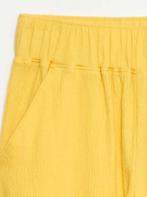 Pantalón de punto arrugado de algodón - Kiabi