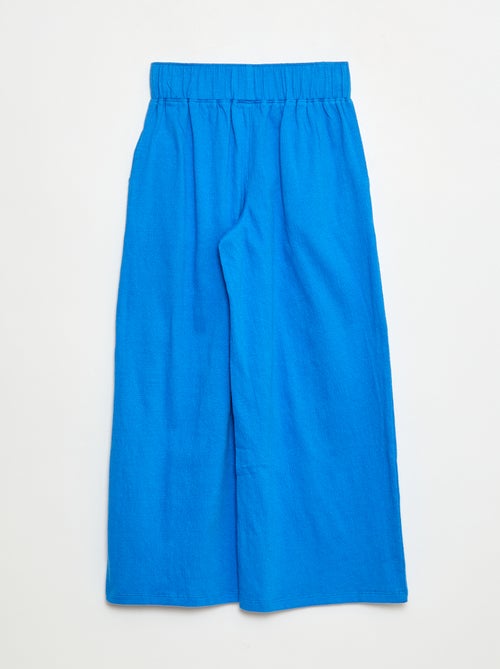 Pantalón de punto arrugado de algodón - Kiabi