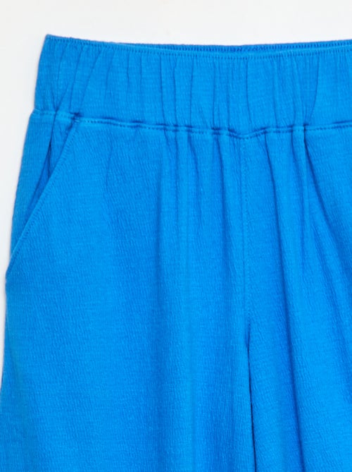 Pantalón de punto arrugado de algodón - Kiabi