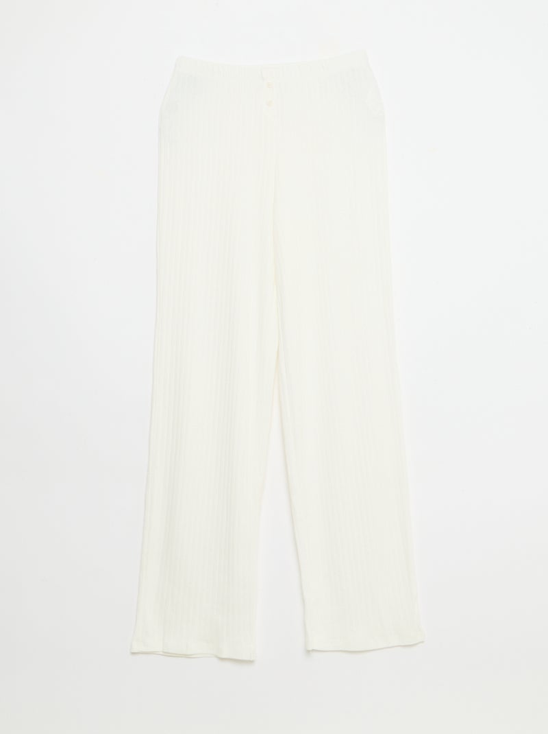 Pantalón de punto calado Blanco - Kiabi