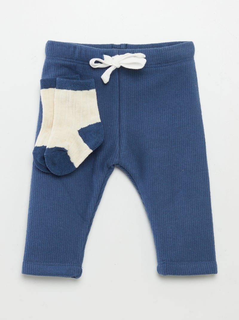Pantalón de punto + calcetines AZUL - Kiabi