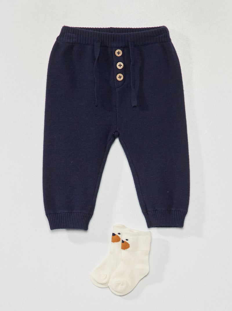 Pantalón de punto + calcetines NEGRO - Kiabi