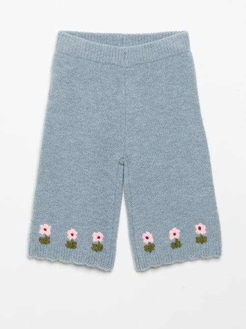 Pantalón de punto con bordados - Kiabi