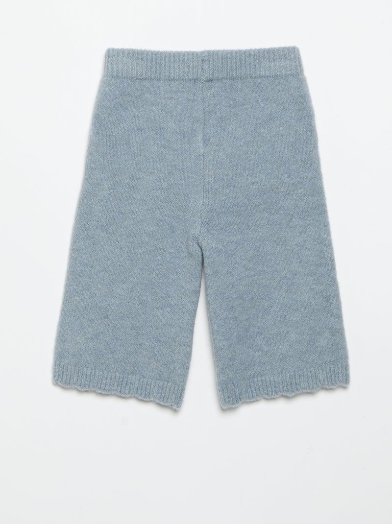Pantalón de punto con bordados Azul - Kiabi