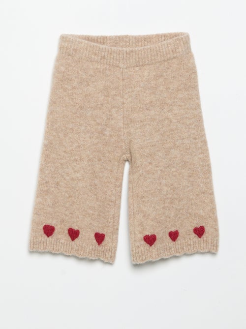 Pantalón de punto con bordados - Kiabi
