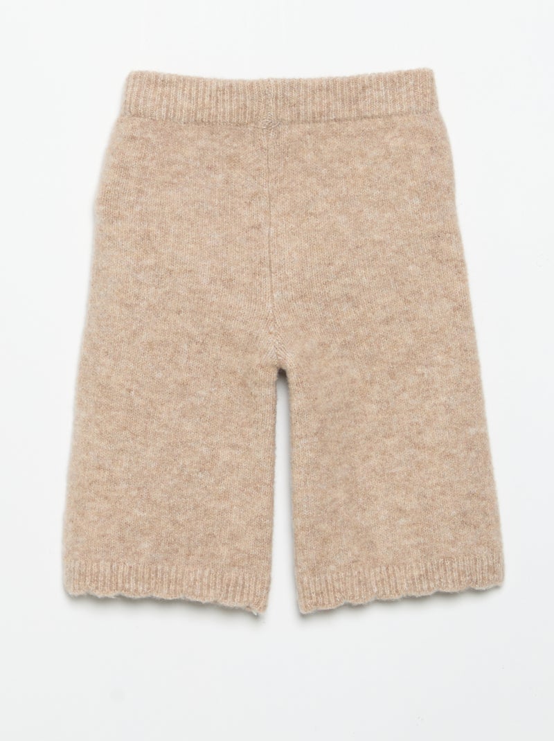 Pantalón de punto con bordados Beige - Kiabi