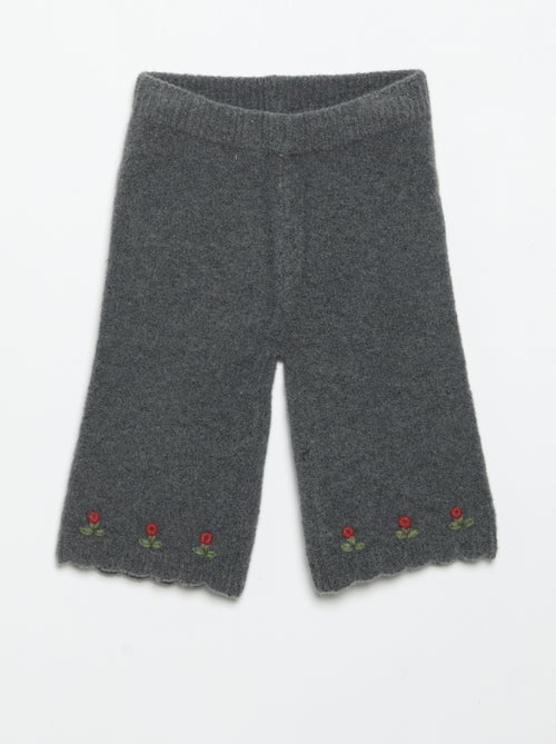 Pantalón de punto con bordados - Kiabi