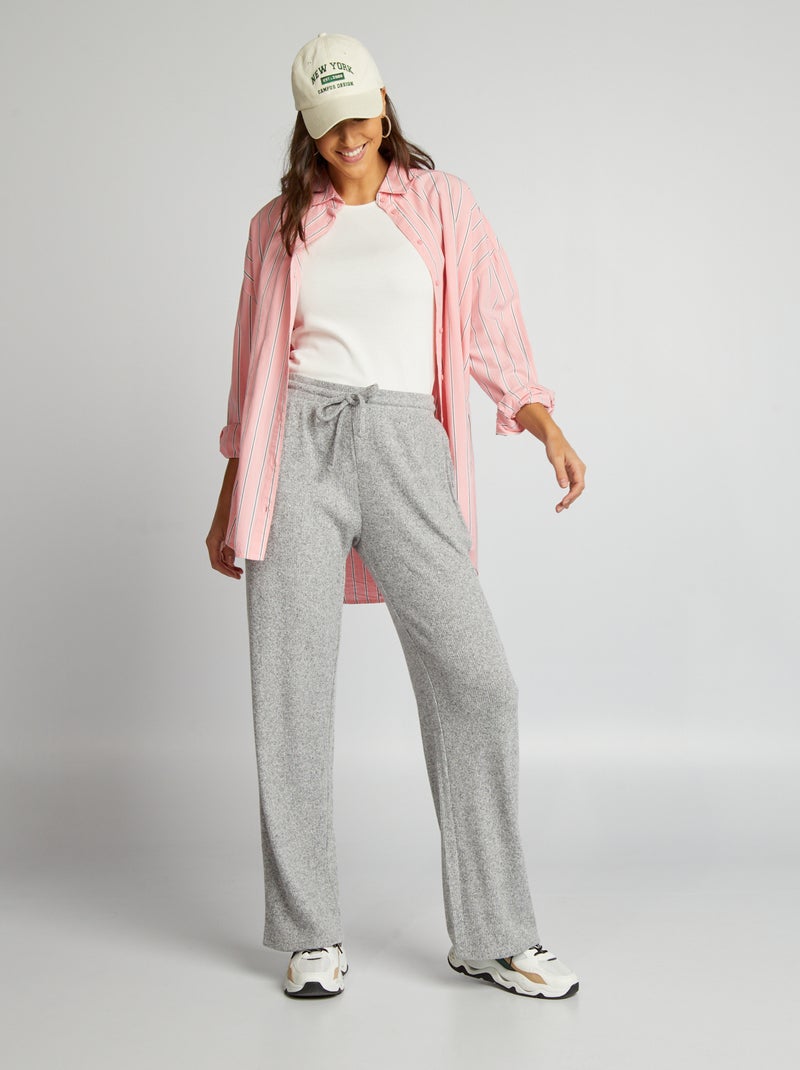 Pantalón de punto con cordón ajustable GRIS - Kiabi