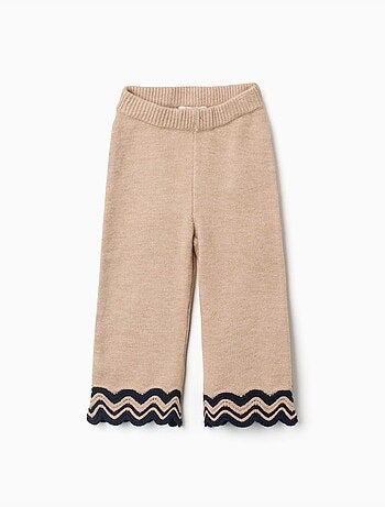 Pantalón de punto con dobladillo a rayas