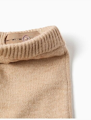Pantalón de punto con dobladillo a rayas