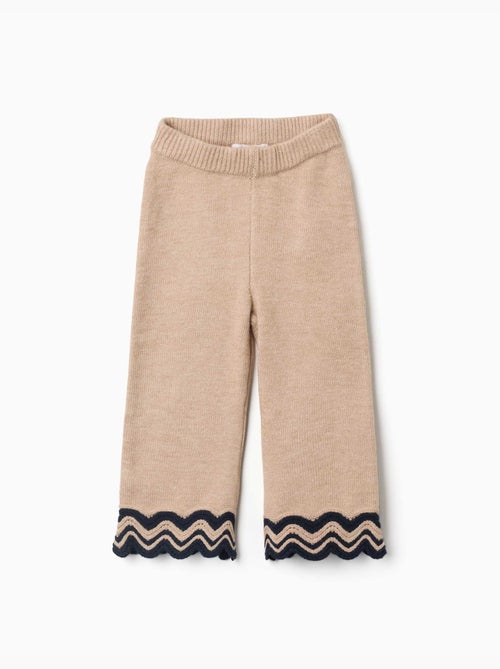 Pantalón de punto con dobladillo a rayas - Kiabi