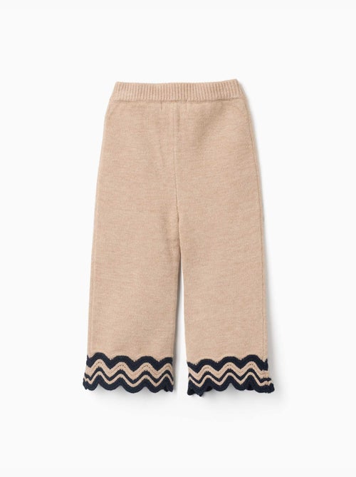Pantalón de punto con dobladillo a rayas - Kiabi