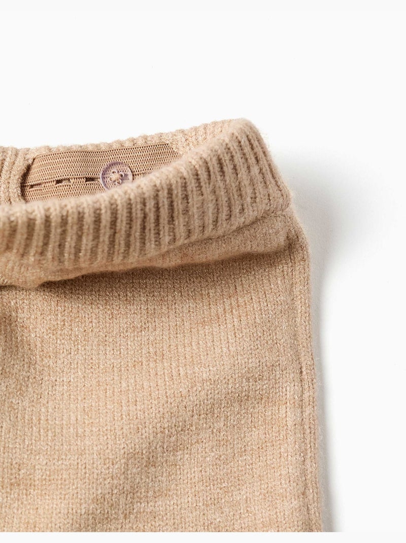 Pantalón de punto con dobladillo a rayas Beige - Kiabi