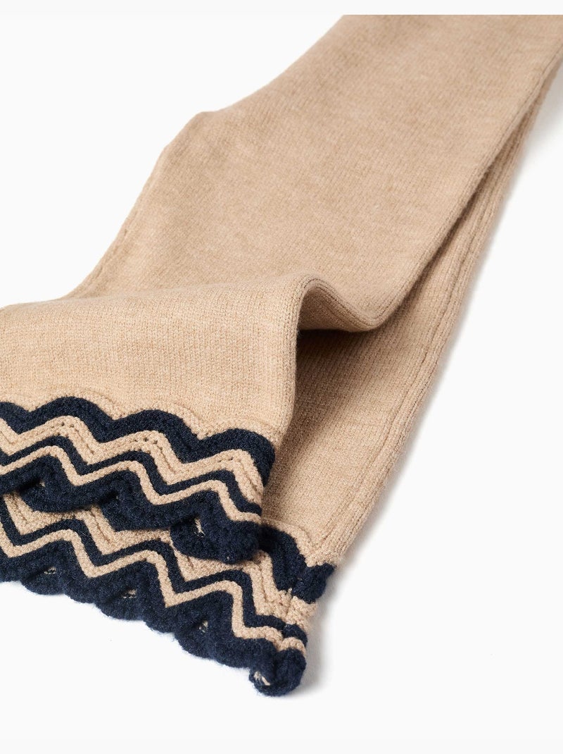 Pantalón de punto con dobladillo a rayas Beige - Kiabi