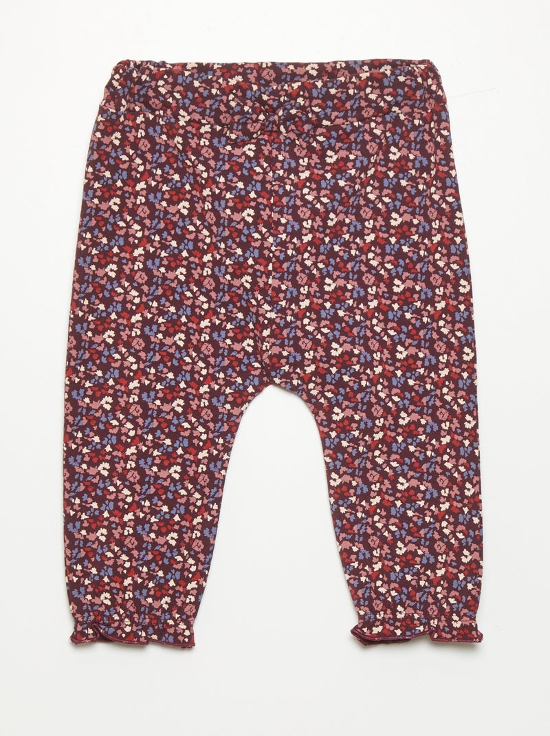 Pantalón de punto con estampado ROSA - Kiabi