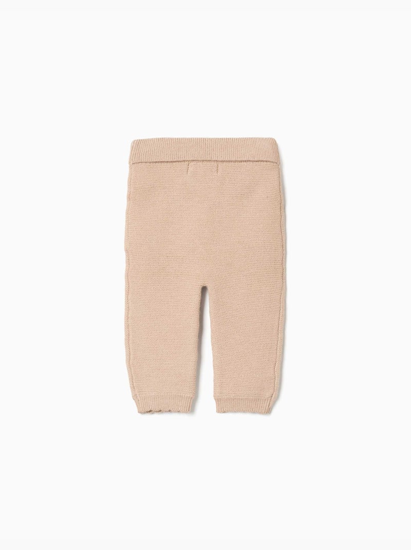 Pantalón de punto con lazo decorativo Beige claro - Kiabi