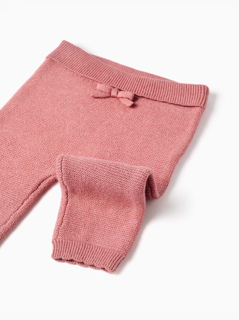 Pantalón de punto con lazo decorativo Rosa - Kiabi