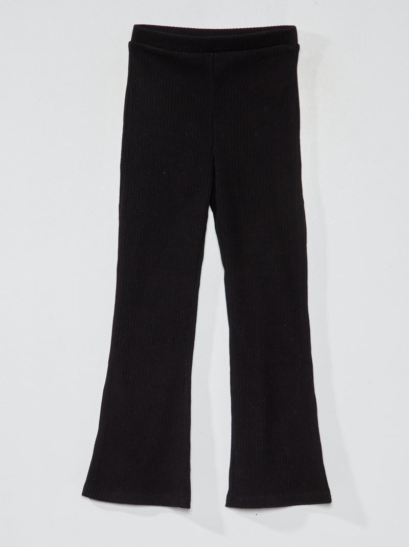 Pantalón de punto de canalé Negro - Kiabi
