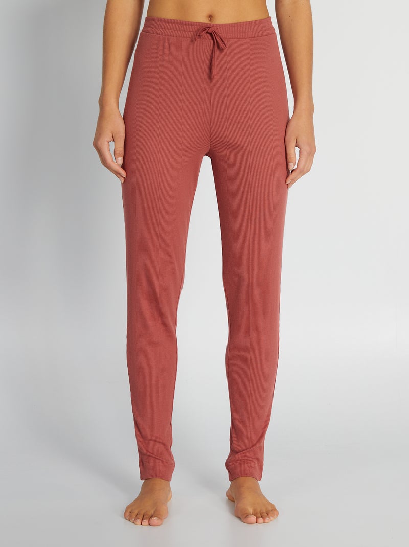 Pantalón de punto de canalé ROJO - Kiabi