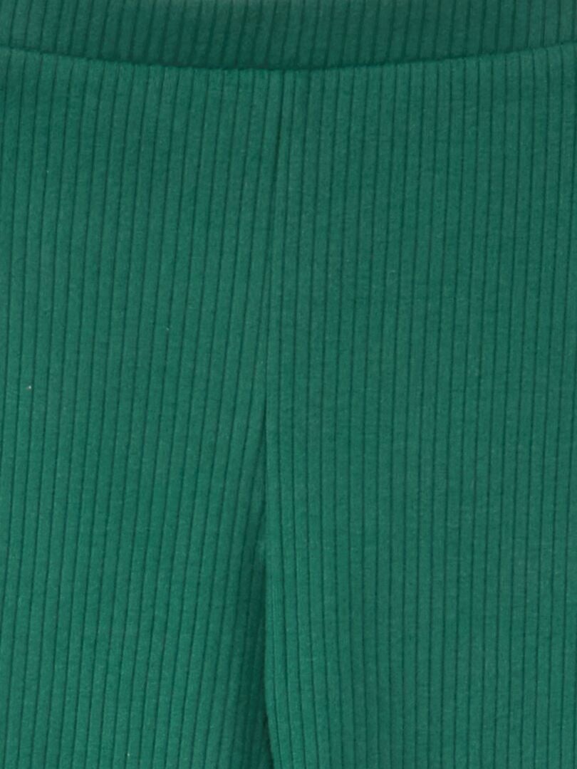 Pantalón de punto de canalé Verde - Kiabi