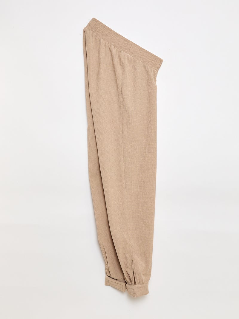 Pantalón de punto de crepé - Fácil de Poner Beige - Kiabi