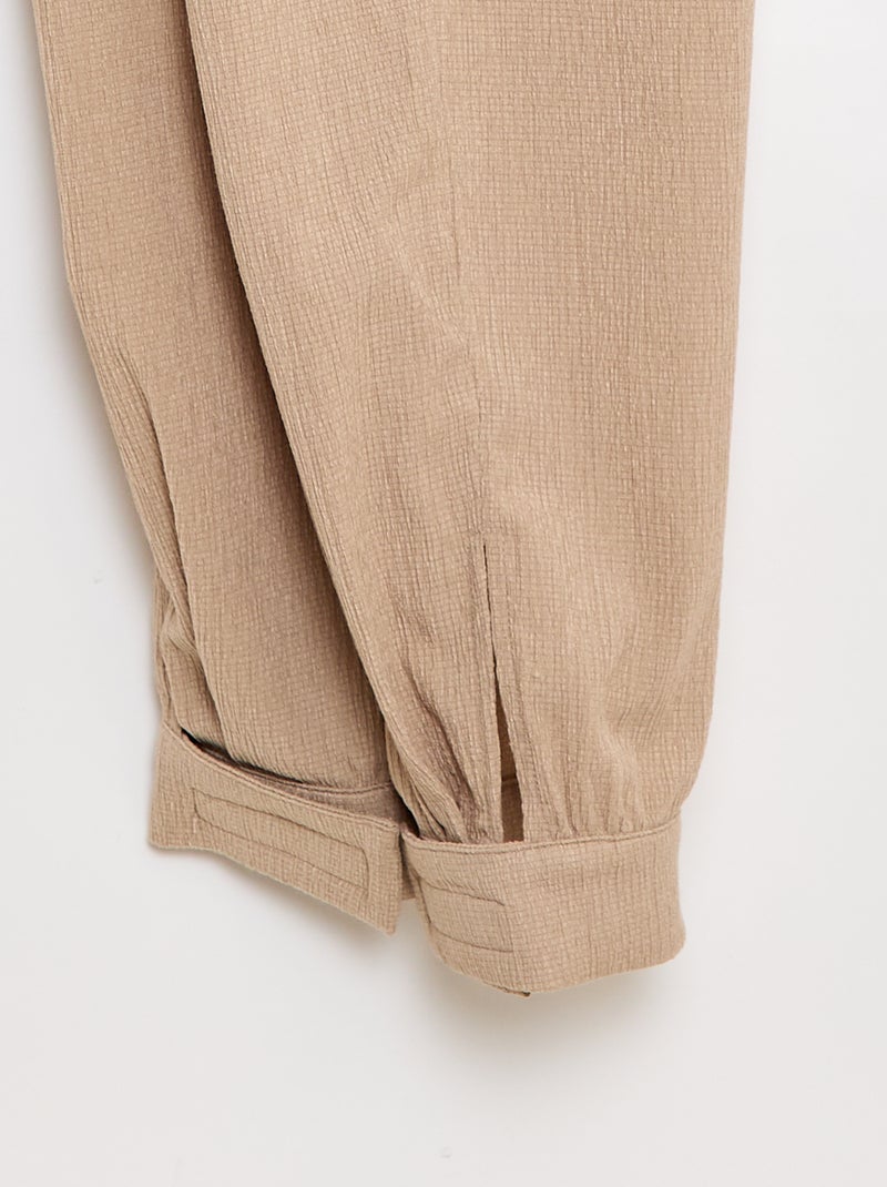 Pantalón de punto de crepé - Fácil de Poner Beige - Kiabi