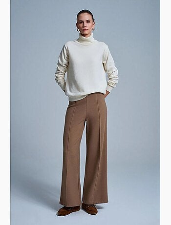 Pantalón de punto de pernera ancha para mujer dilvin