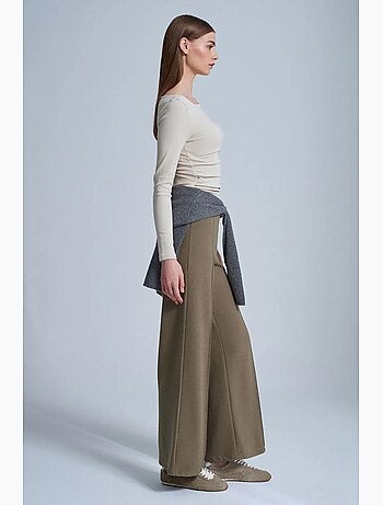 Pantalón de punto de pernera ancha para mujer dilvin