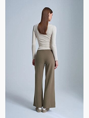 Pantalón de punto de pernera ancha para mujer dilvin