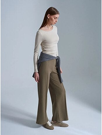 Pantalón de punto de pernera ancha para mujer dilvin