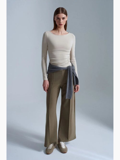 Pantalón de punto de pernera ancha para mujer dilvin - Kiabi Pantalón de punto de pernera ancha para mujer dilvin - Kiabi