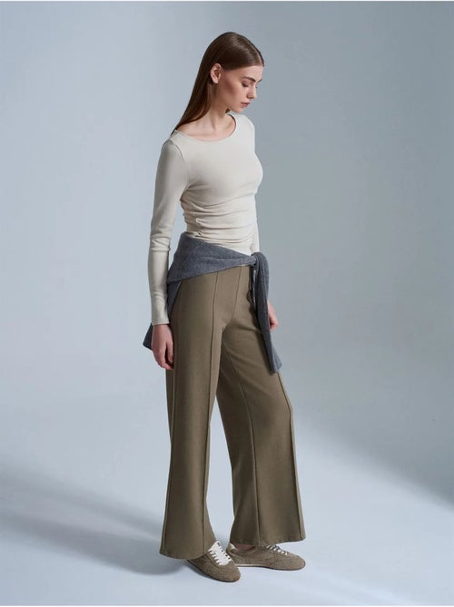 Pantalón de punto de pernera ancha para mujer dilvin - Kiabi Pantalón de punto de pernera ancha para mujer dilvin - Kiabi