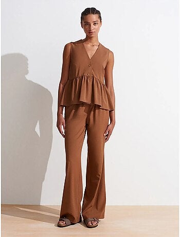 Pantalón de punto de pernera ancha para mujer dilvin