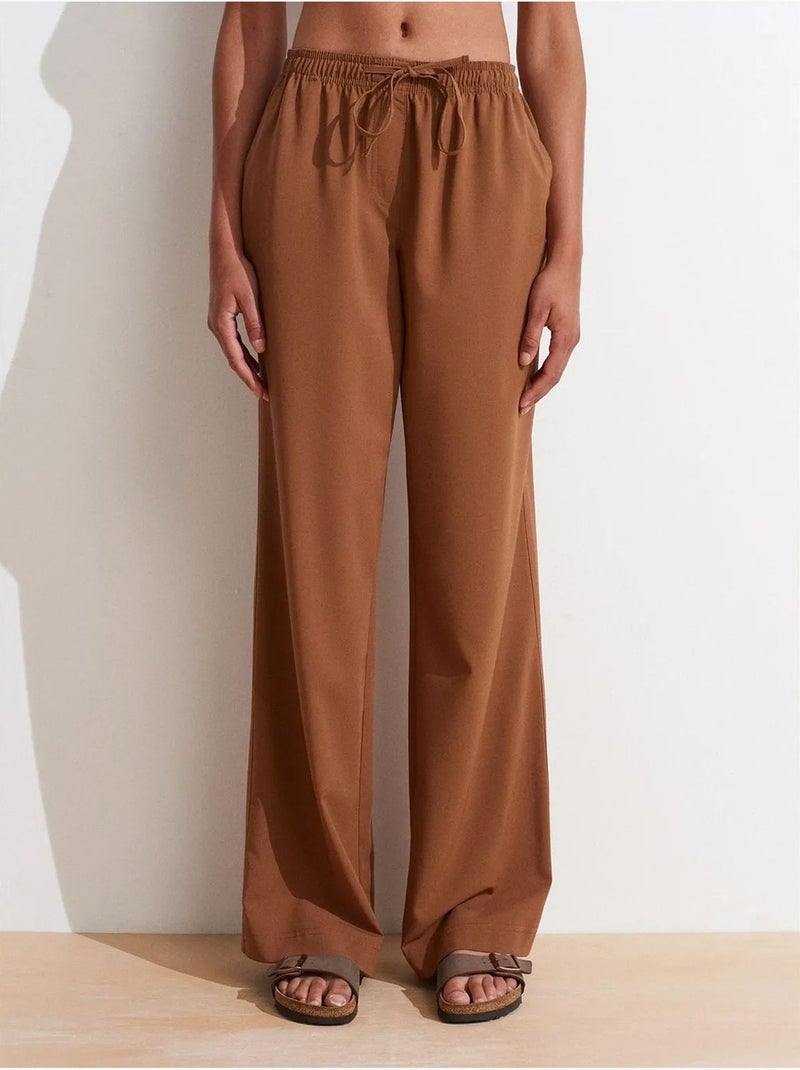 Pantalón de punto de pernera ancha para mujer dilvin Marrón - Kiabi