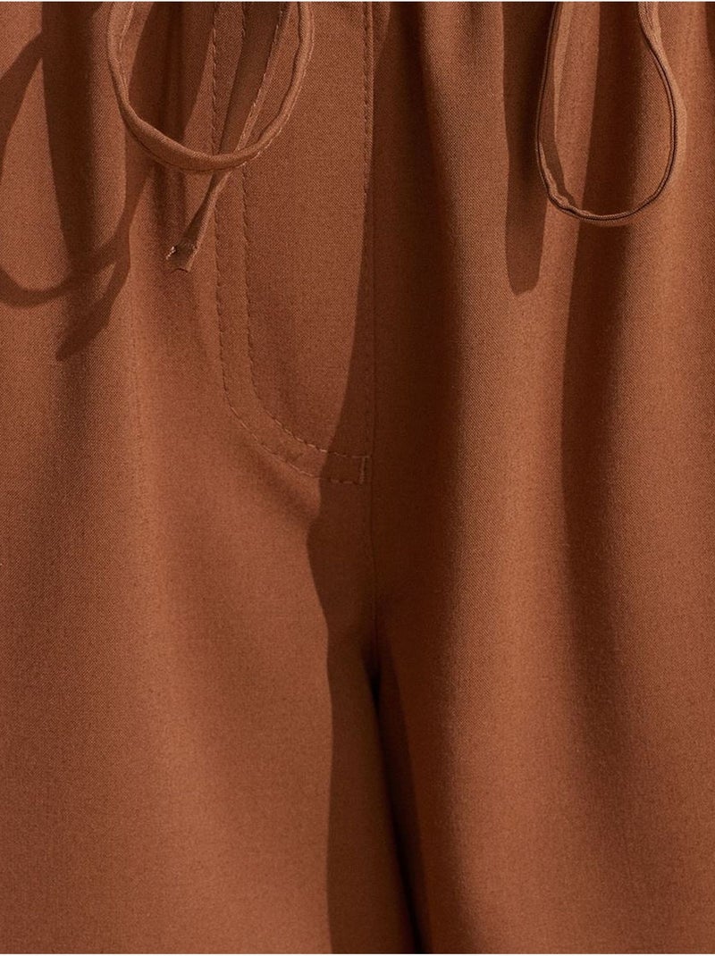 Pantalón de punto de pernera ancha para mujer dilvin Marrón - Kiabi