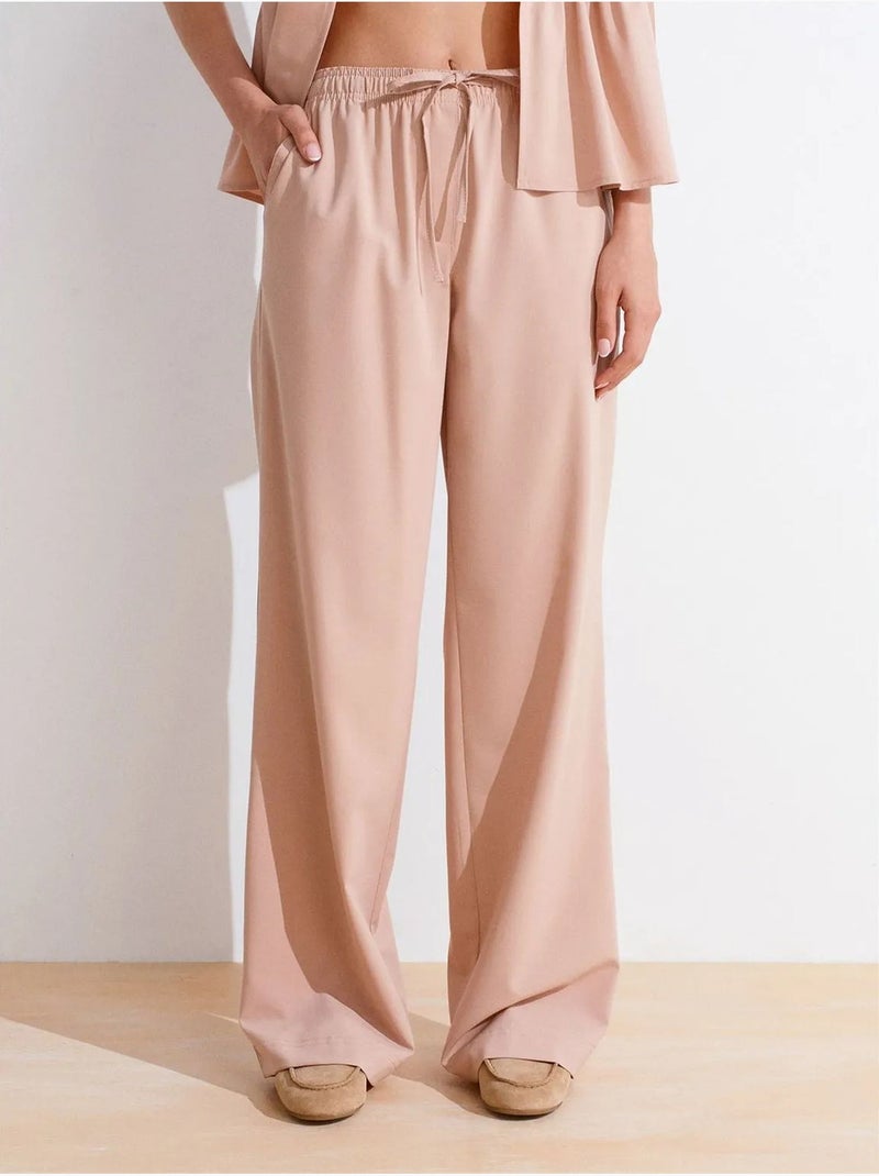 Pantalón de punto de pernera ancha para mujer dilvin Nude - Kiabi