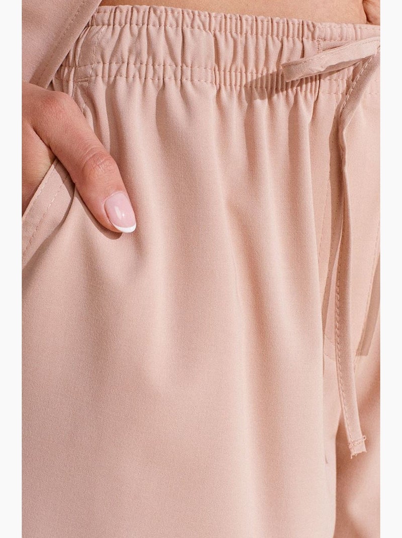 Pantalón de punto de pernera ancha para mujer dilvin Nude - Kiabi