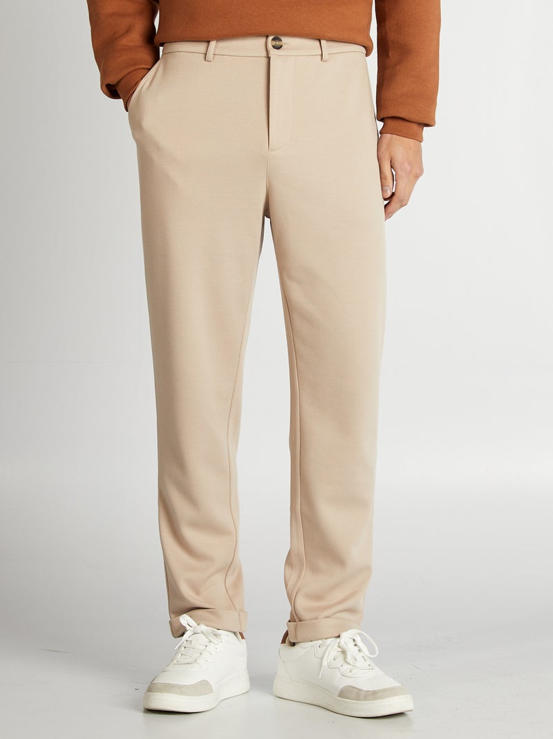 Pantalón de punto de piqué beige - Kiabi
