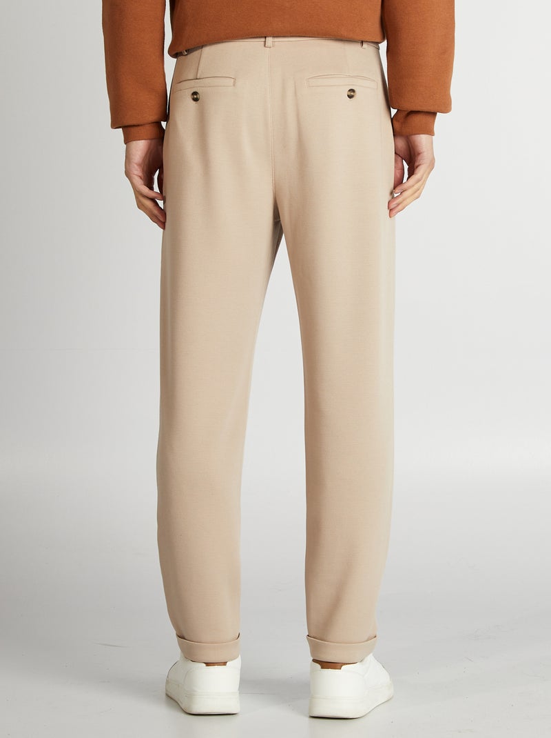 Pantalón de punto de piqué beige - Kiabi