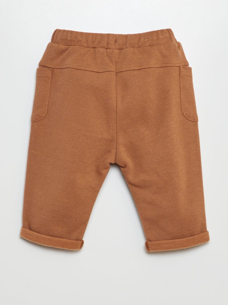 Pantalón de punto de piqué con bolsillos de parche BEIGE - Kiabi